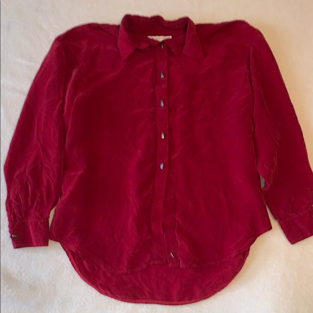 Vintage LongHorn Red Button Up Shirt Women’s Size Large Western Cowgirl